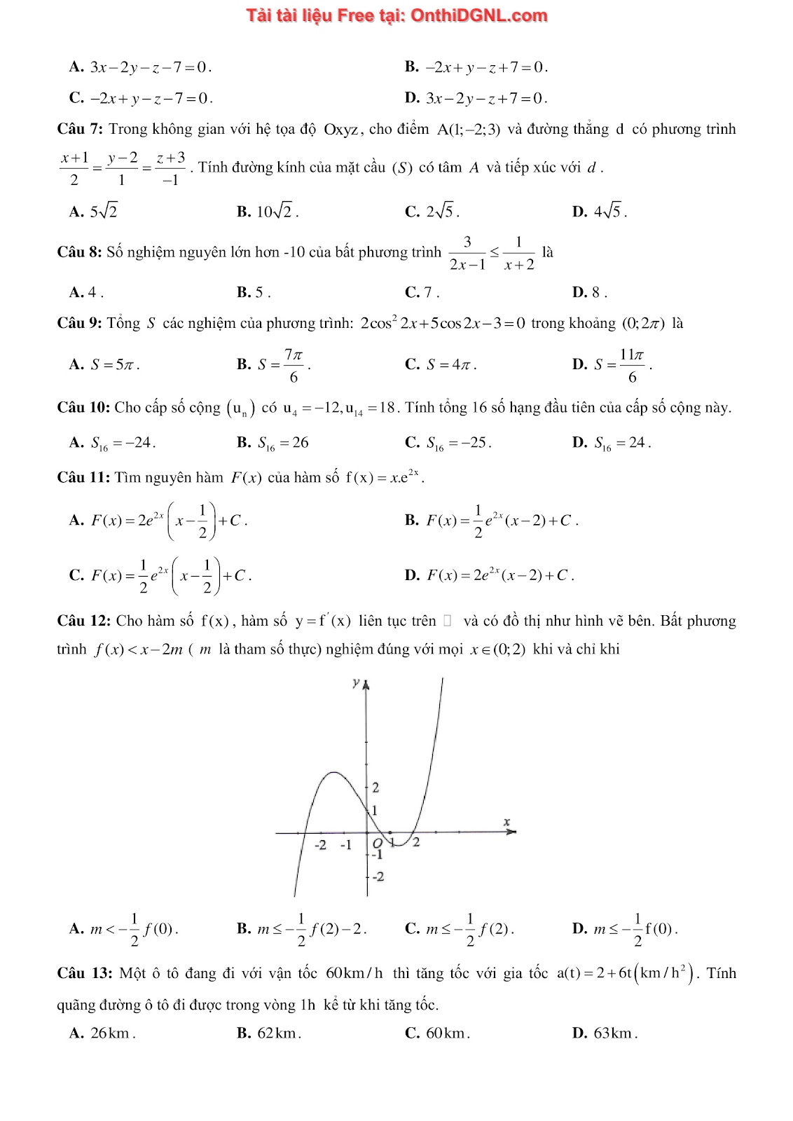 1300 bài tập môn Toán - Ôn thi ĐGNL ĐHQG Hà Nội Phần 18