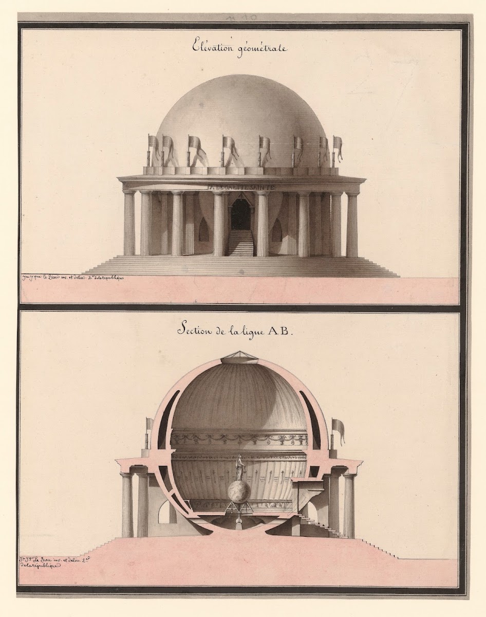Temple consacré à lEgalité Elévation géométrale  Section de la ligne AB 1793 179