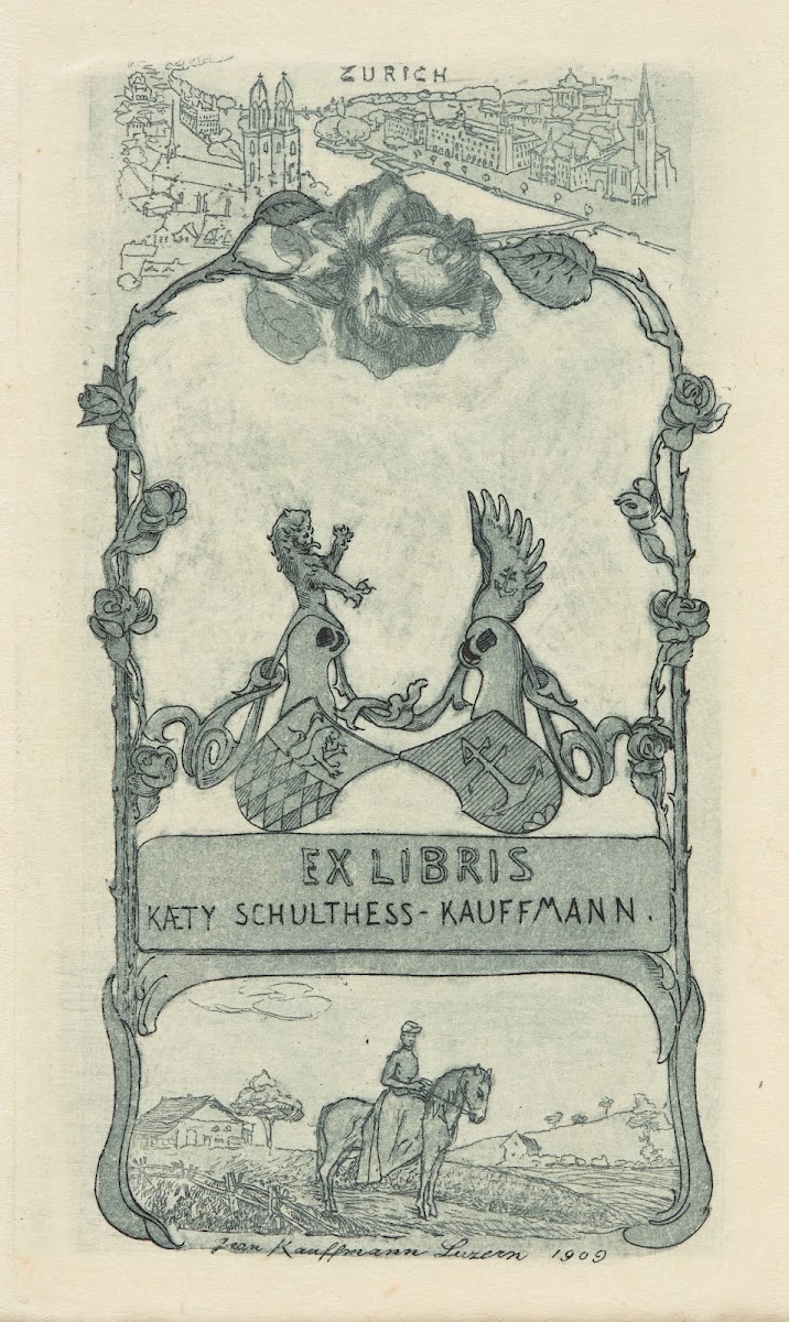 Bookplate of Kaety Schultess Kauffmann 1909