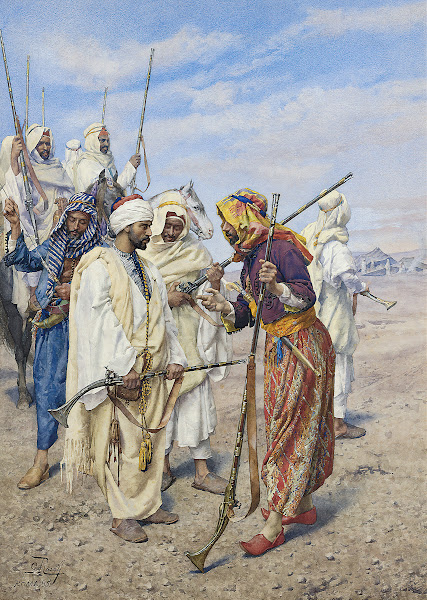 Bedouins preparing a raiding party 1895