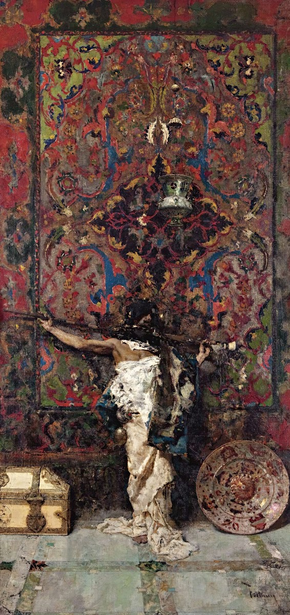 Arabe Delante De Un Tapiz Arab Before a Tapestry