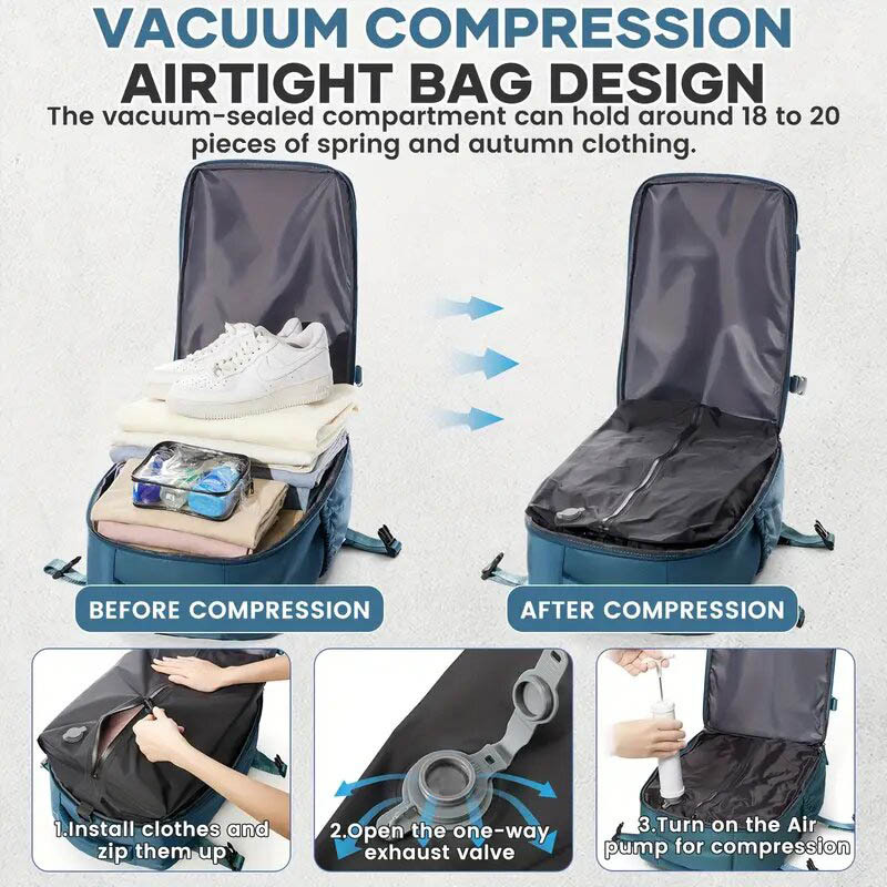 Vacuum Backpack, 36–55 L, Oxford Fabric, Waterproof