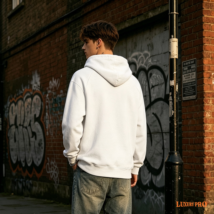 Plain Hooded Sweatshirt With Raglan Sleeves - No Pockets