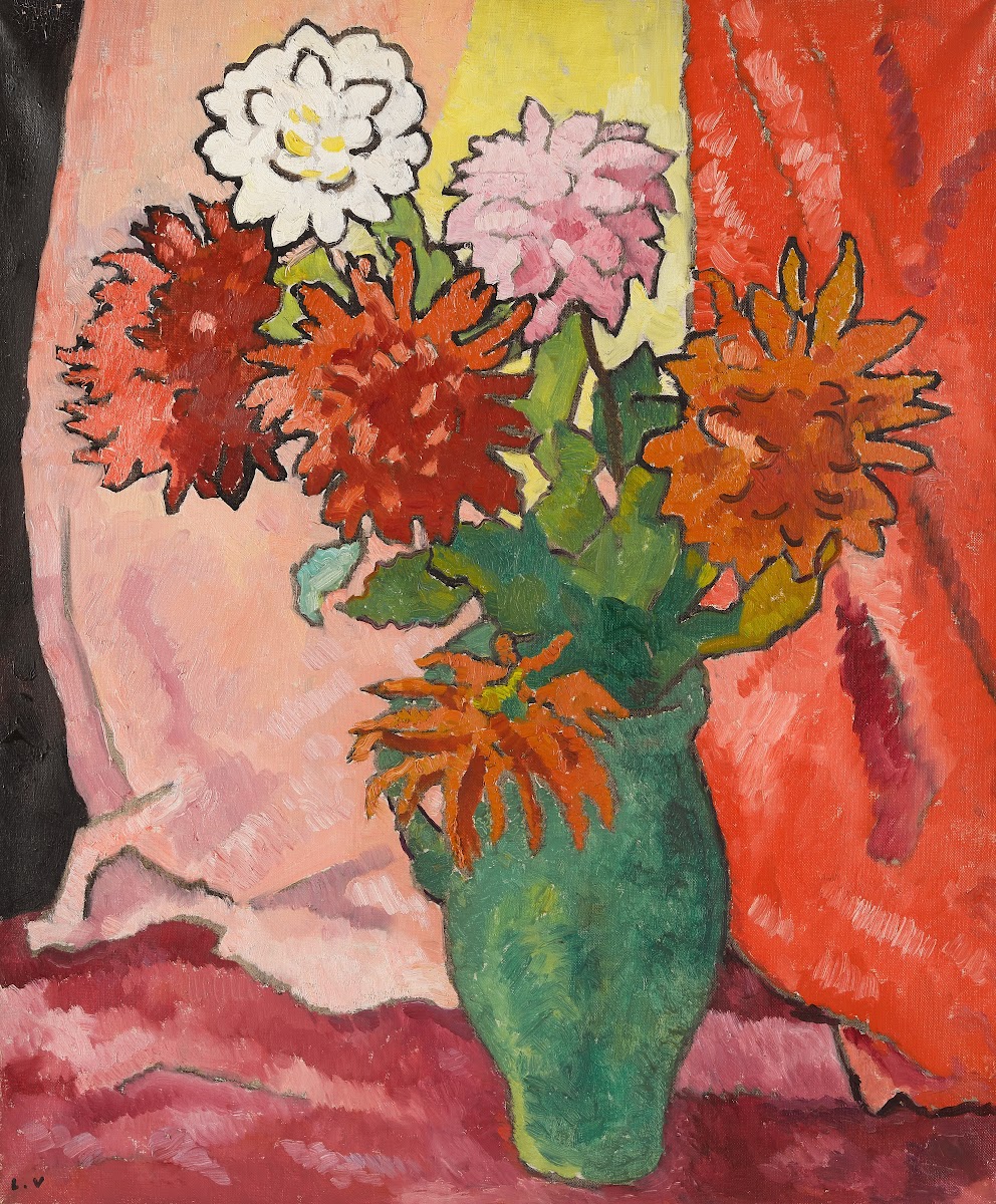 Dahlias cruche verte circa 1942