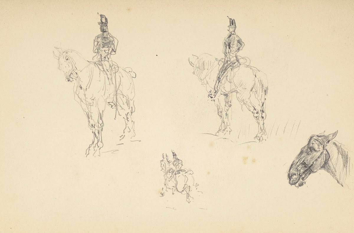 Étude de cavaliers et de chevaux