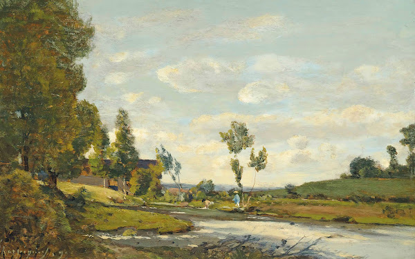 Lavandières Au Bord De La Rivière 1899