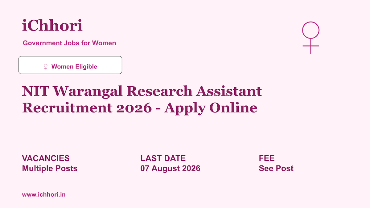 NIT Warangal Research Assistant Recruitment 2026 - Apply Online - iChhori