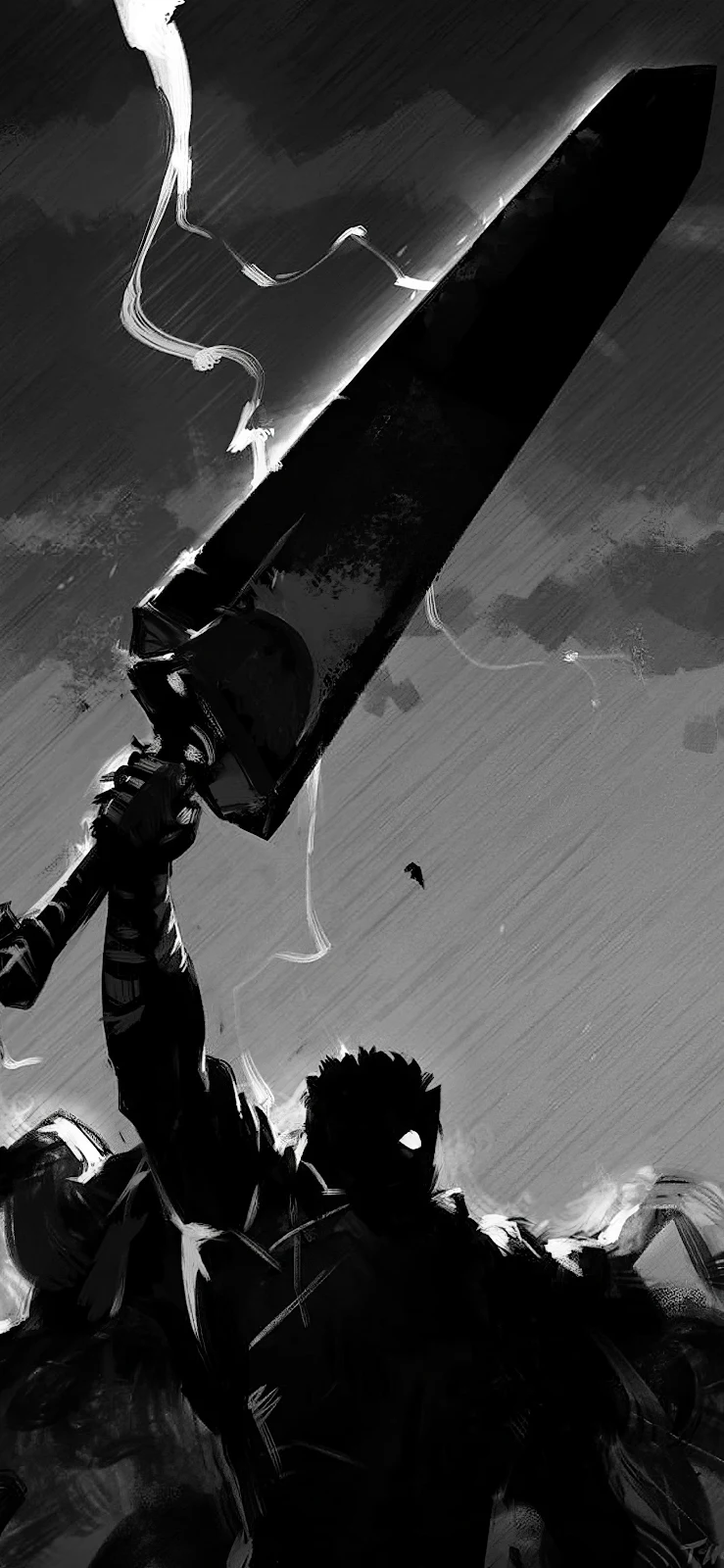 Guts From Berserk With Sword - Gritty Digital Illustration 2K iPhone Wallpaper (1798x3895)