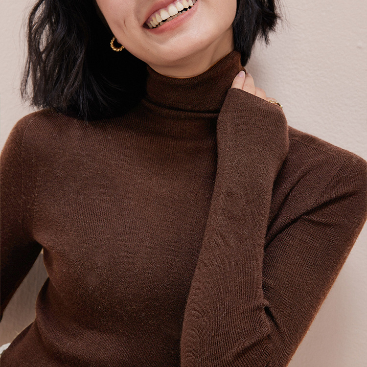 Women's Wool Sweater with Stand-Up Collar, 100% Wool