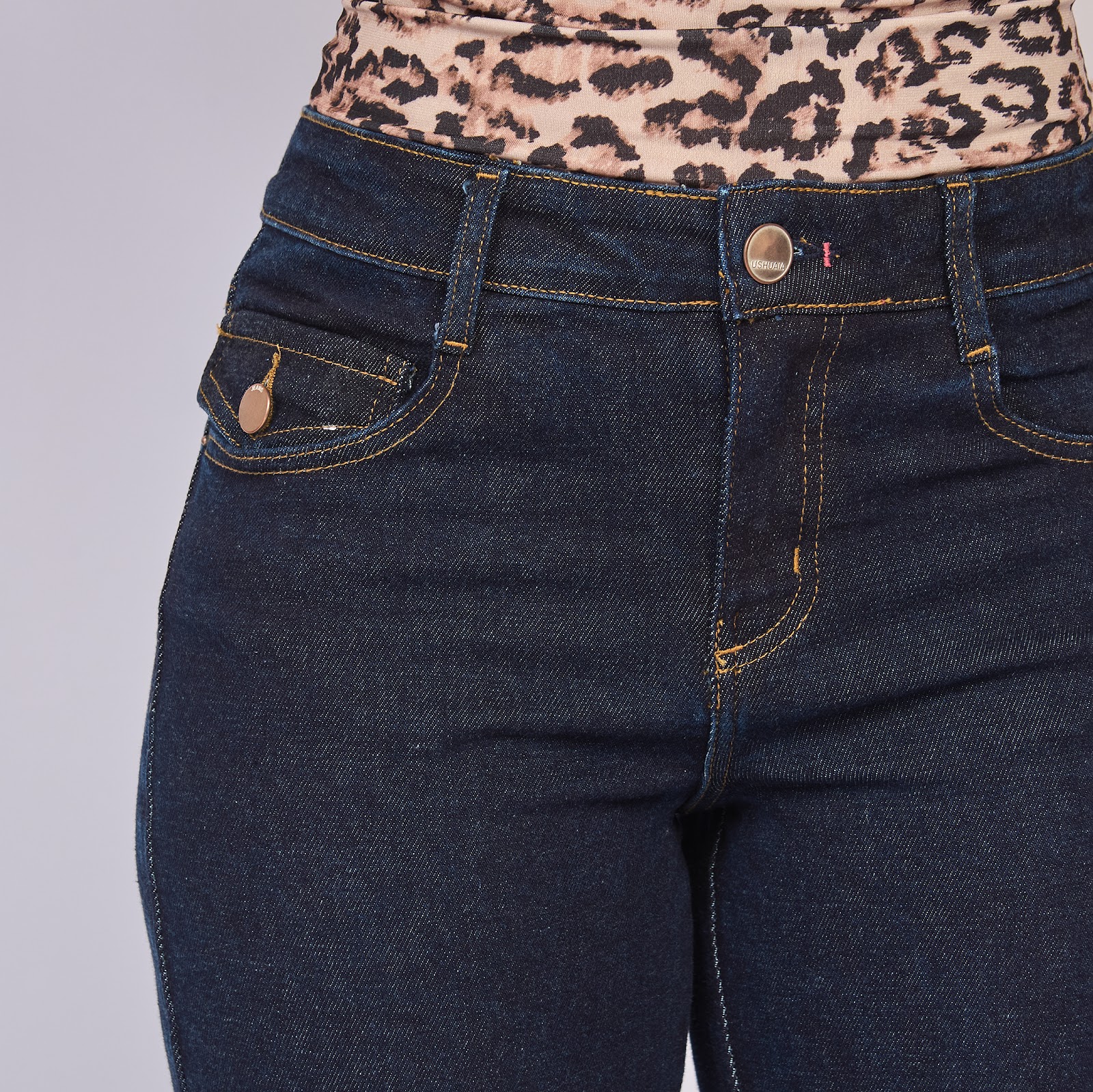 Jean  dama wide leg tiro alto licrado, color Azul oscuro - Vista 4