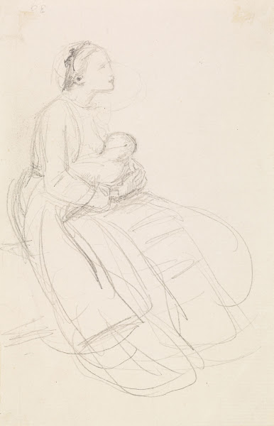 Female  Sketch of Mother breastfeeding her Baby 1860