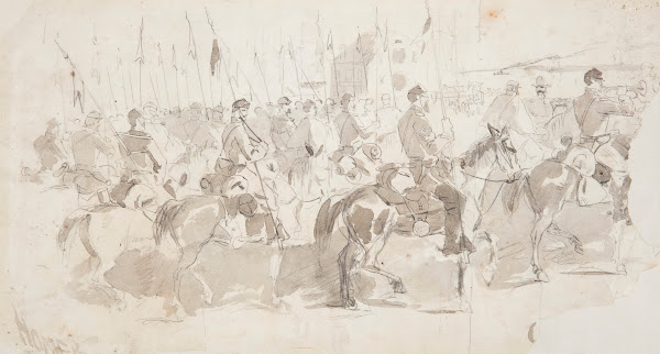 General McClellans Sixth Cavalry Regiment Embarking at Alexandria for Old Point