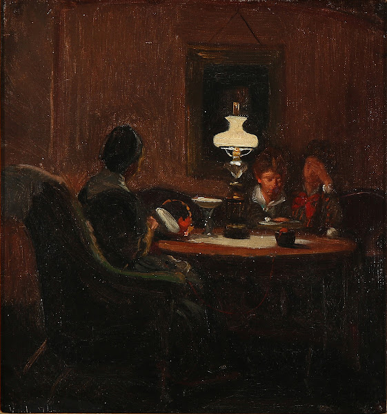Der sysles i petroleumslampens skær 1874