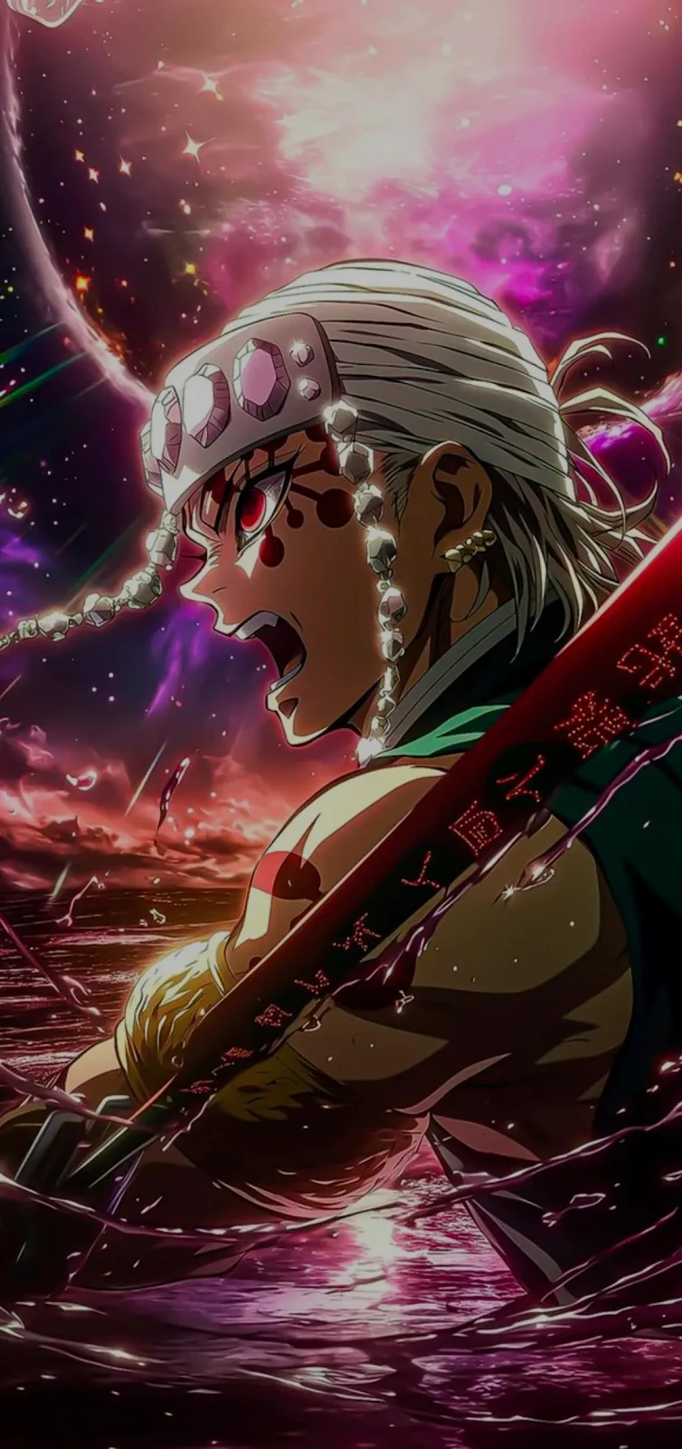 Tengen Uzui From Demon Slayer - Anime Digital Art Full HD iPhone Wallpaper (1080x2291)