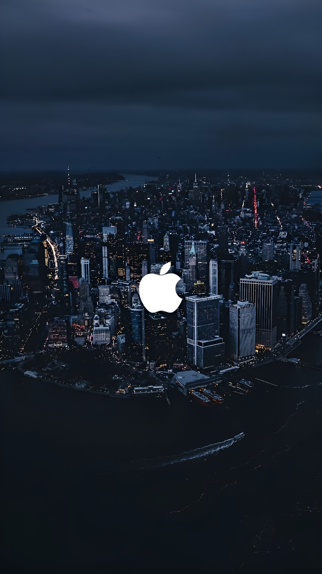 Dark Metropolis Skyline Apple Logo Corporate Branding - Free 4K mobile Wallpaper