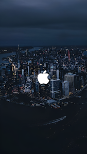 Dark Metropolis Skyline Apple Logo Corporate Branding