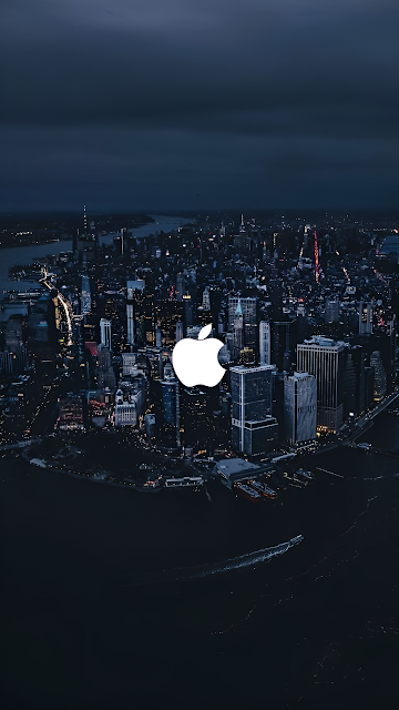 Dark Metropolis Skyline Apple Logo Corporate Branding - Free mobile Wallpaper