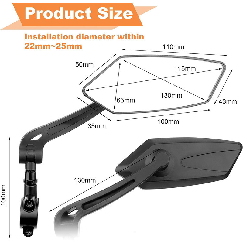Bike Rearview Mirror KS-0804, 360° adjustable