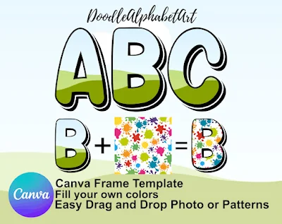 Editable retro Canva frame preview for CANVA Frames Alphabet font