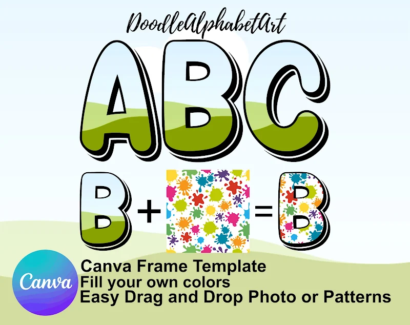 Editable retro Canva frame preview for CANVA Frames Alphabet font