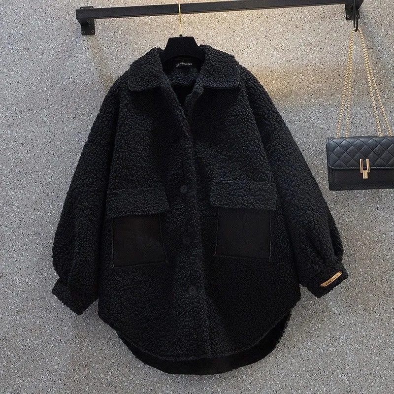 Lined lambswool-style coat, mid-length