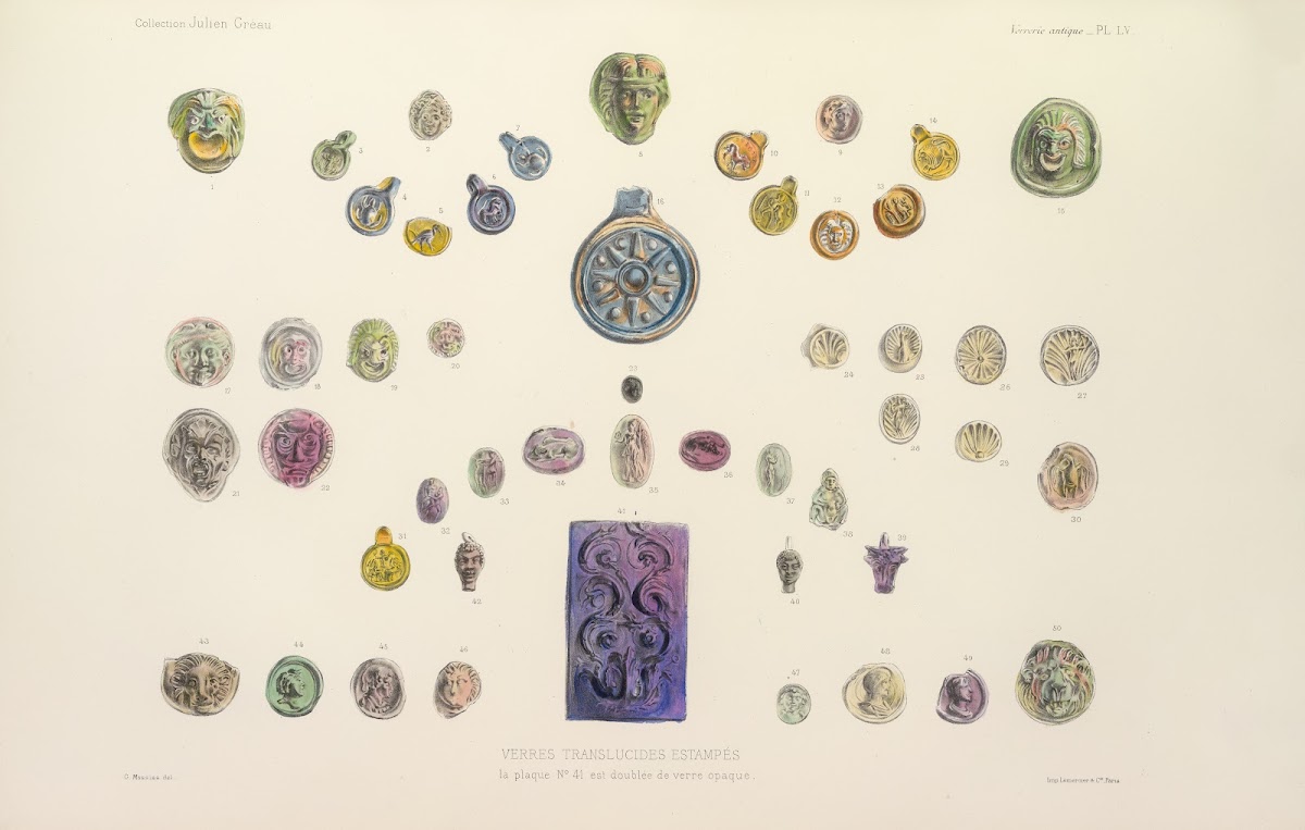 Collection Julien Greau Verrerie antique emaillerie et poterie appartenant a M J