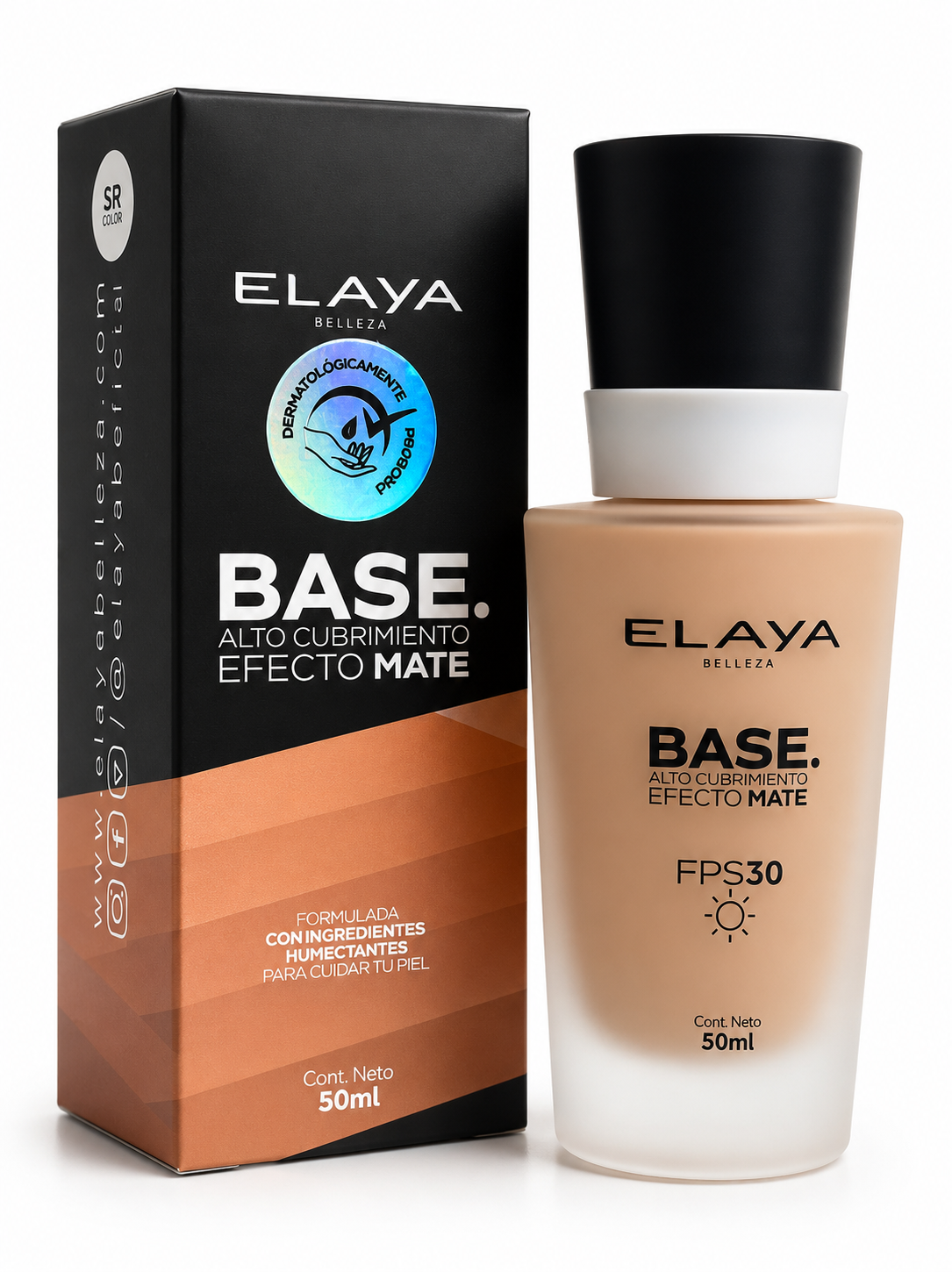 Elaya Belleza Base Alto Cubrimiento Efecto Mate Fps30