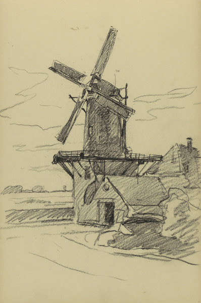 Gezicht op de molen Rijn en Lek te Wijk bij Duurstede 1906