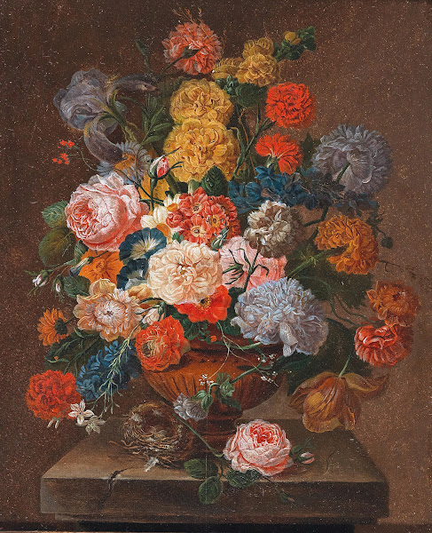 A Bouquet of Flowers with a Birds Nest