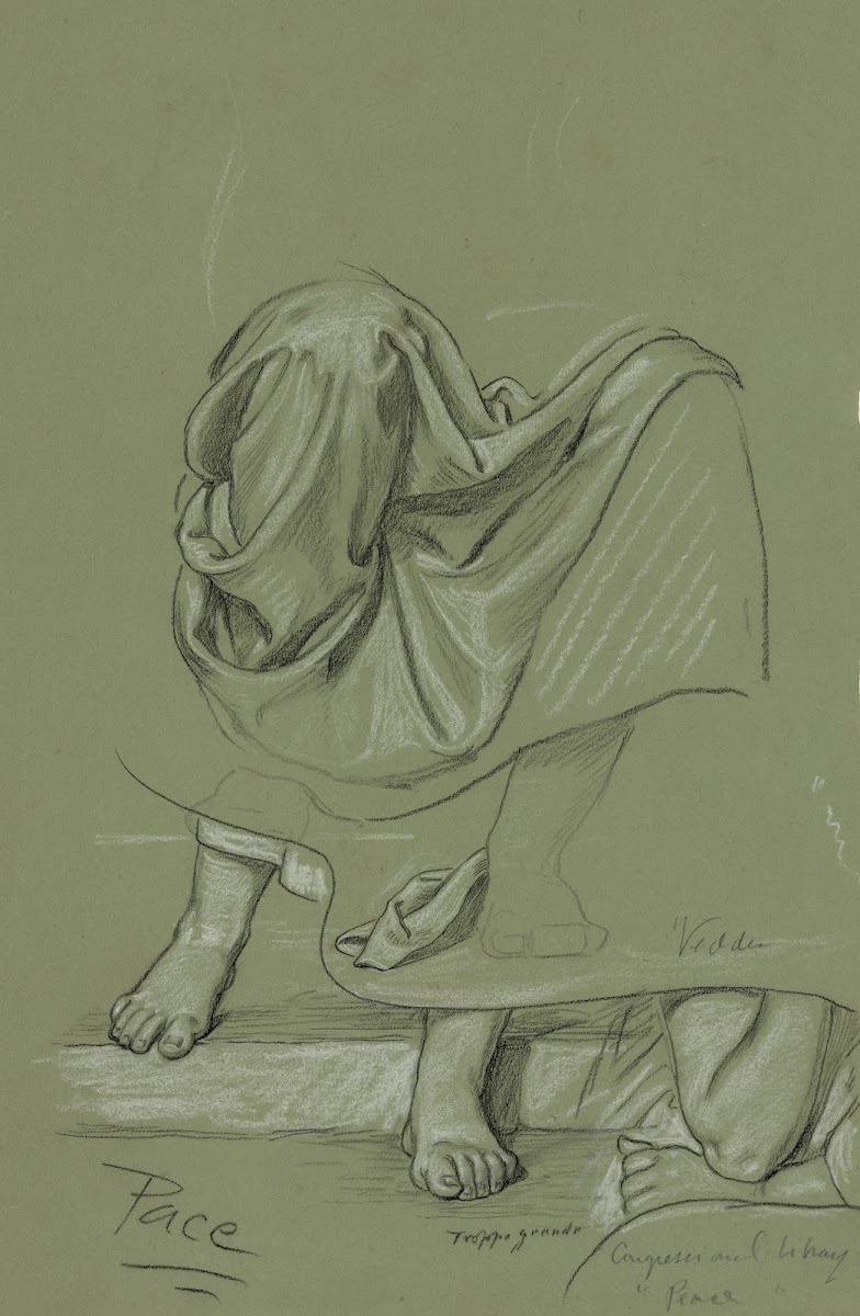 Study of drapery and details of feet and an elbow 1895
