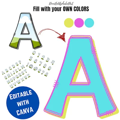 Editable kids Canva frame preview for Canva Frames Sketched Kids Alphabet Templa