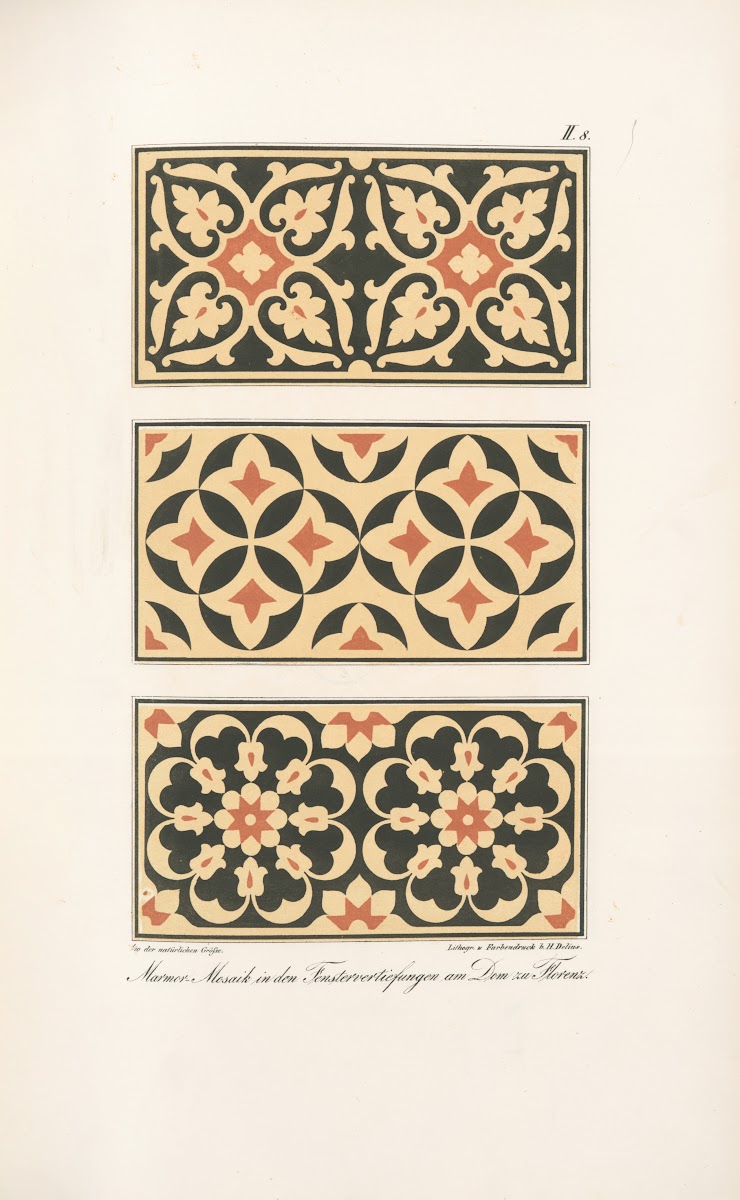 Marmor Mosaik in den Fenstervertiefungen am Dom zu Florenz 1842
