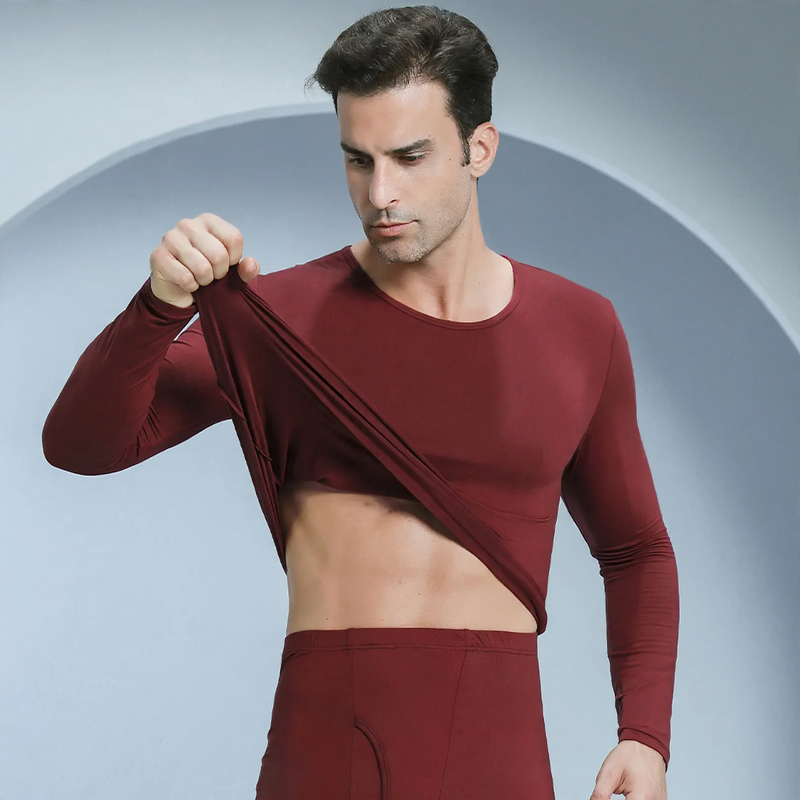 Thermal underwear set for men and women, round neckline
