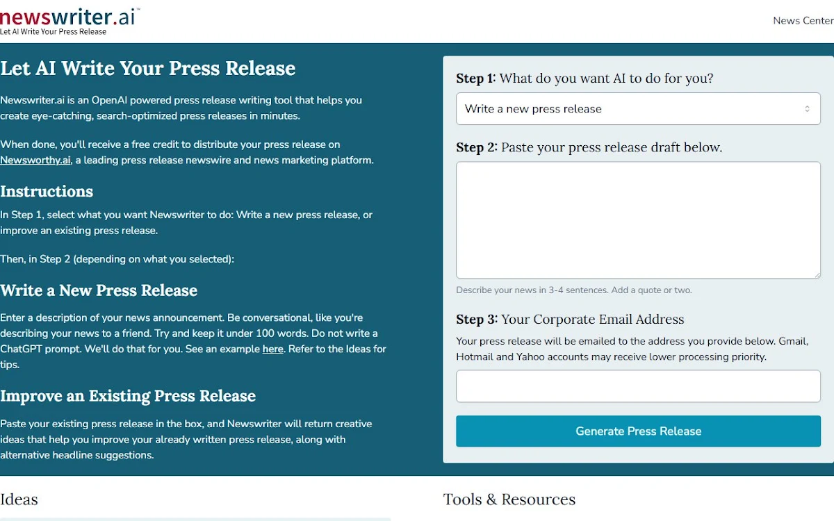 Captura de Newswriter.ai