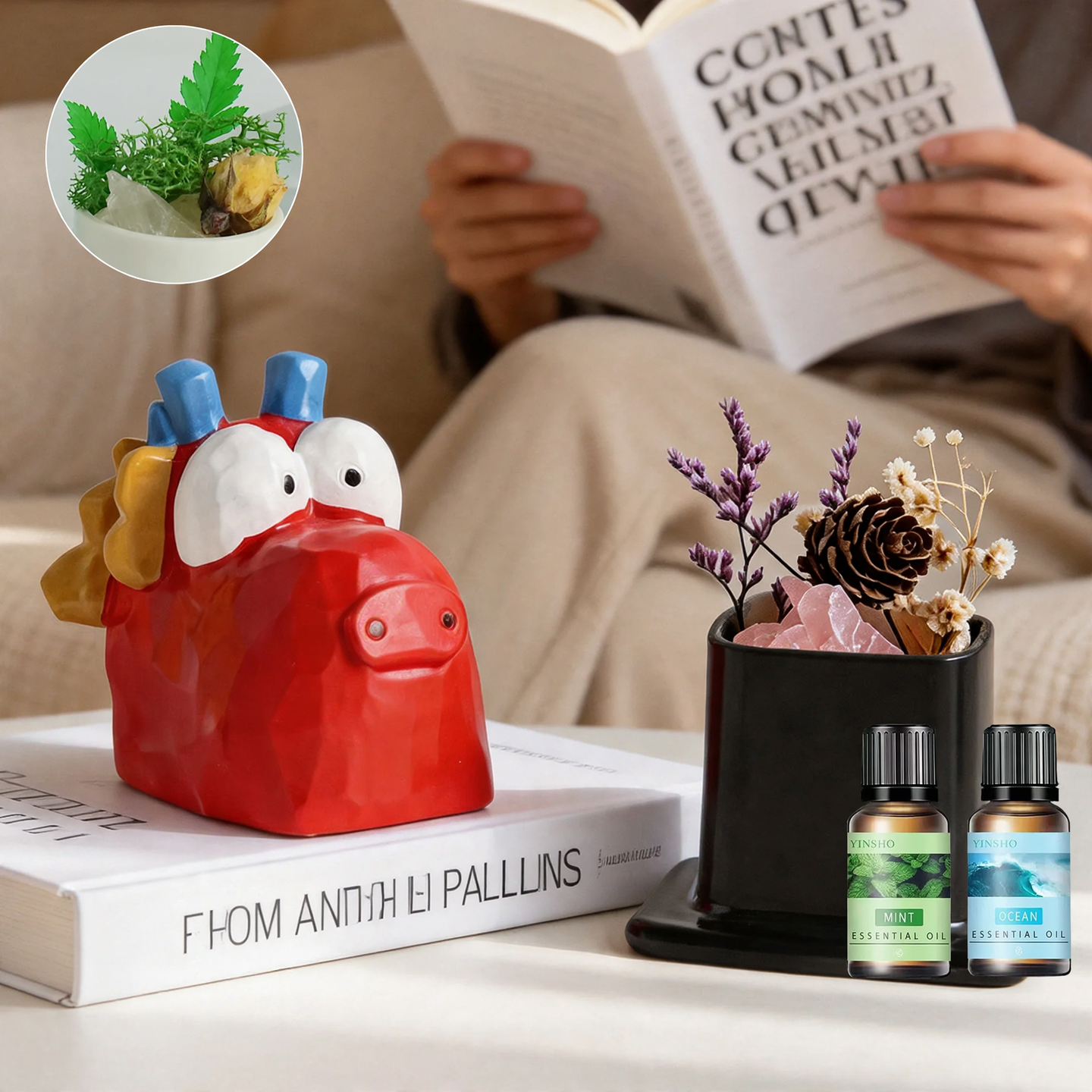 Scent stone set with essential oils