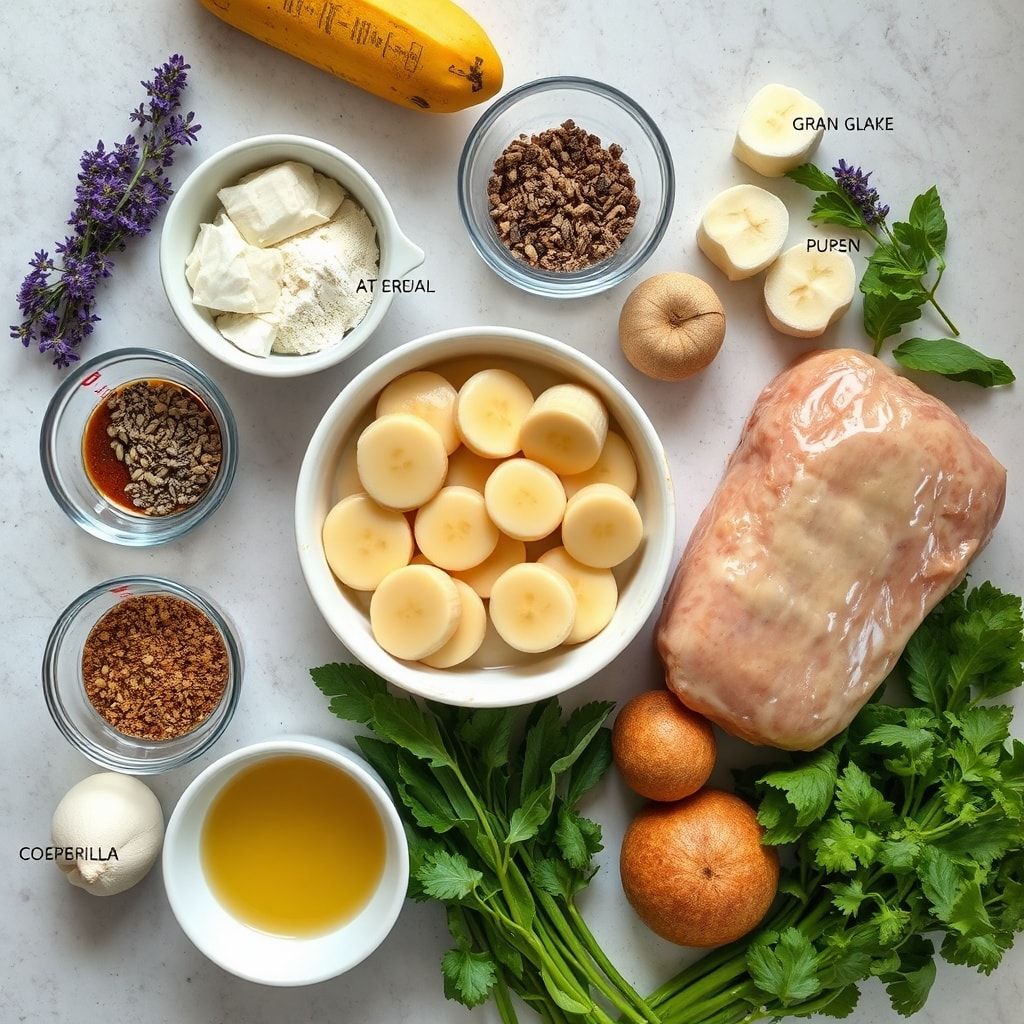 Ingredients for Lavender Banana Bread Recipe with Sweet Glaze – Easy One-Bowl Comfort