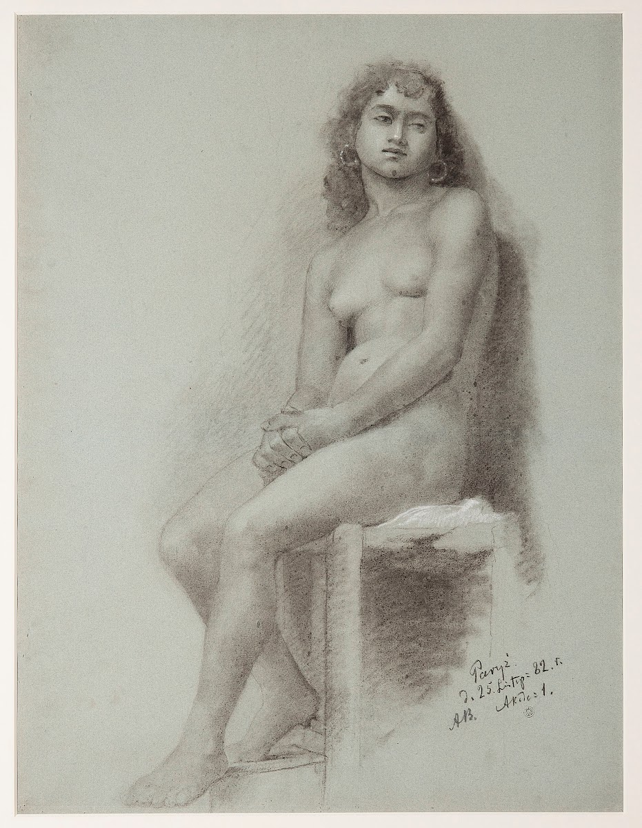 Sitting Female Nude  academic study 1882
