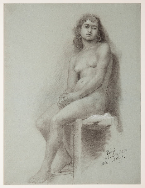 Sitting Female Nude  academic study 1882