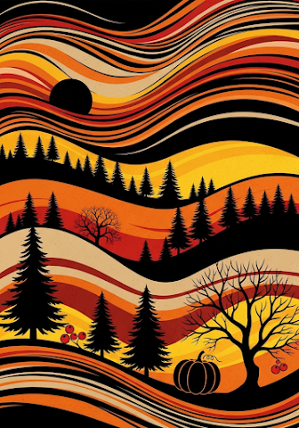 Abstract Wavy Autumn Landscape