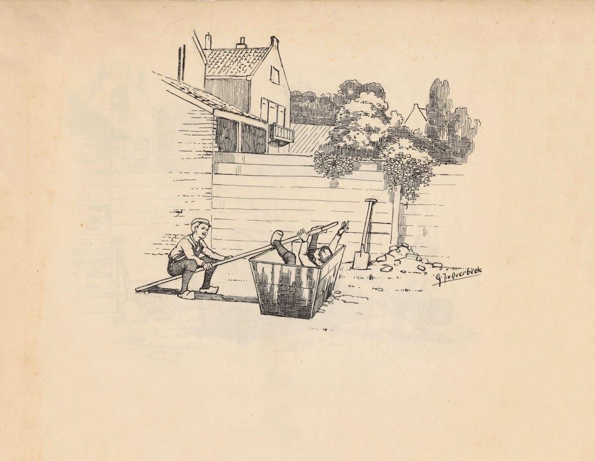Jongens spelen met een bak en plank 1892   1947