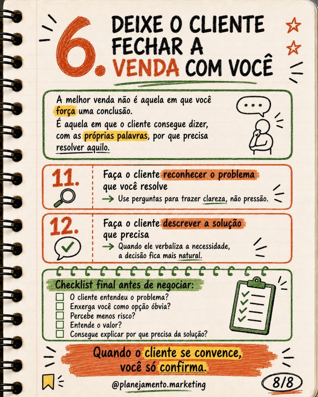 Formas 11 e 12: ajudar o cliente a reconhecer o problema e construir a solução