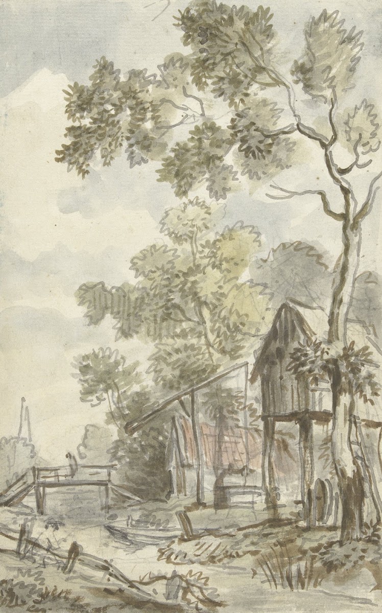 Ontwerp voor behangselschildering met Hollands landschap c 1752   c 1819