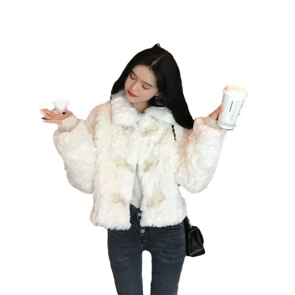 Faux lambswool jacket with toggle buttons