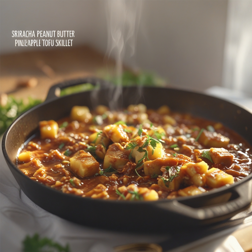 Sriracha Peanut Butter Pineapple Tofu Skillet