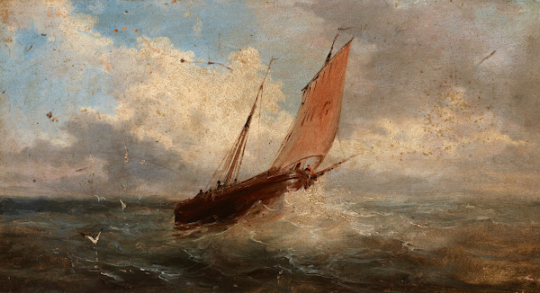 View of the Sea  Boat at the Sea around 1850