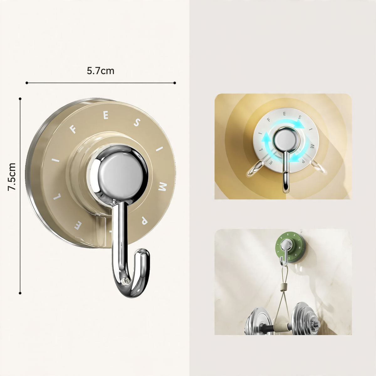 Suction hook, set of 4, plastic