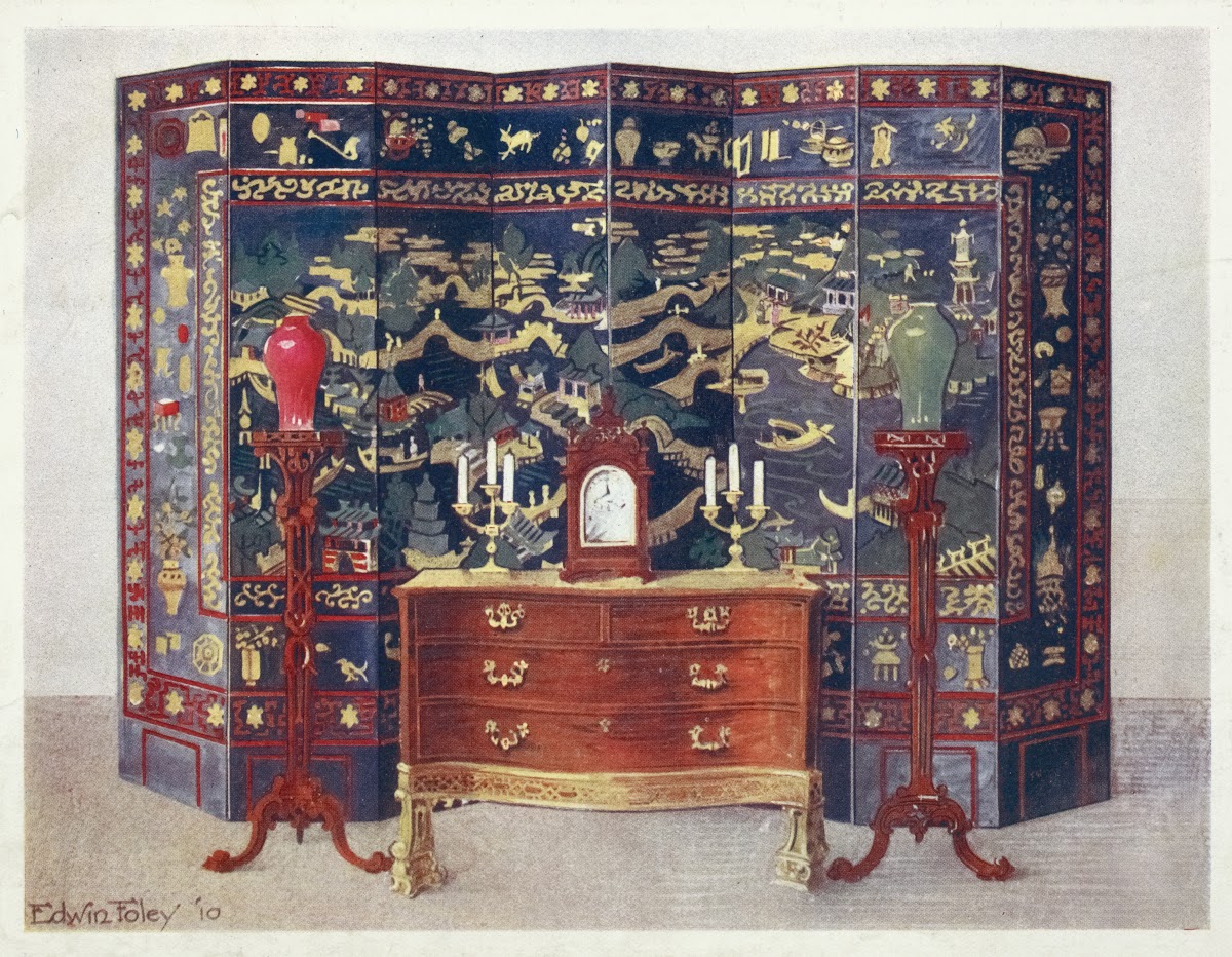 Curved commode tableChippendale under French influence 1910   1911