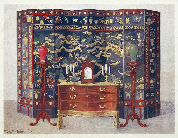 Curved commode tableChippendale under French influence 1910   1911