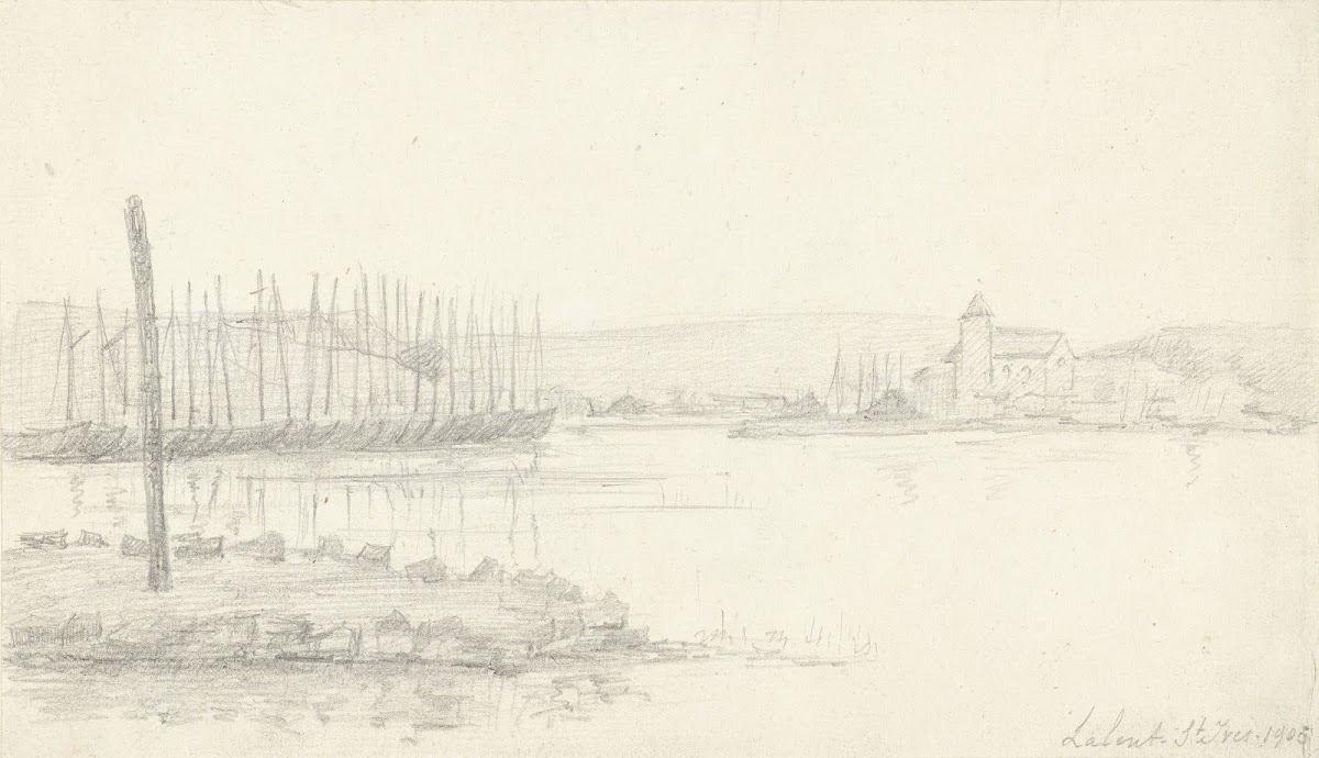 View across the water to a village church Lalent St Ives 1905 20th century