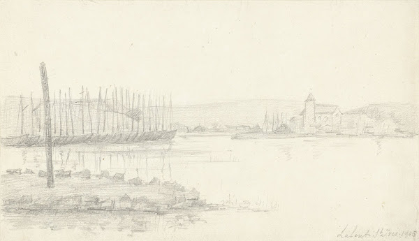 View across the water to a village church Lalent St Ives 1905 20th century